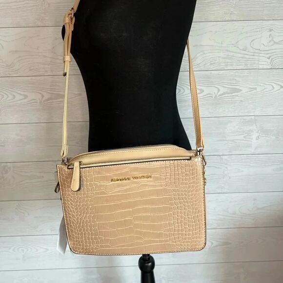 Adrienne Vittadini  Moc Croc Taupe Crossbody bag NWT - Picture 3 of 14